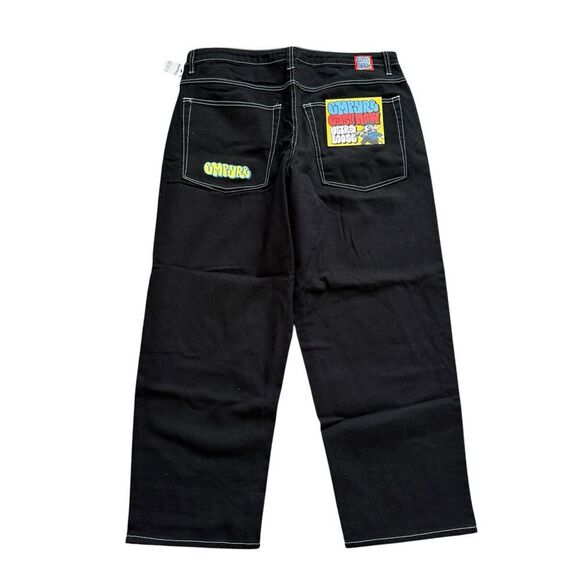 Empyre SK8 Ultra Loose Embr Jeans Embroidered Black Denim Men's 36 NEW Skate - Picture 1 of 5